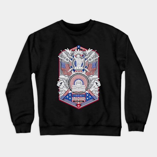 United States 4 Th July Theme Crewneck Sweatshirt by Mako Design 